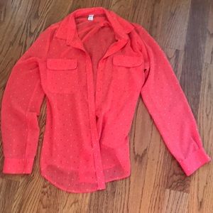 Pink sheer Polka Dot Blouse